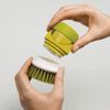 Soap Dispenser Palm Dish Scrub Brush with Storage Bracket and Drain Base - Green