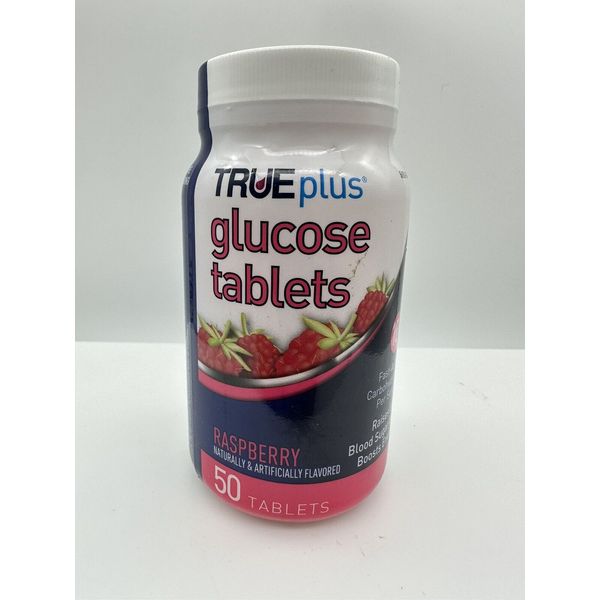 TRUEplus Glucose Tablets, Raspberry Flavor - 50ct Bottle