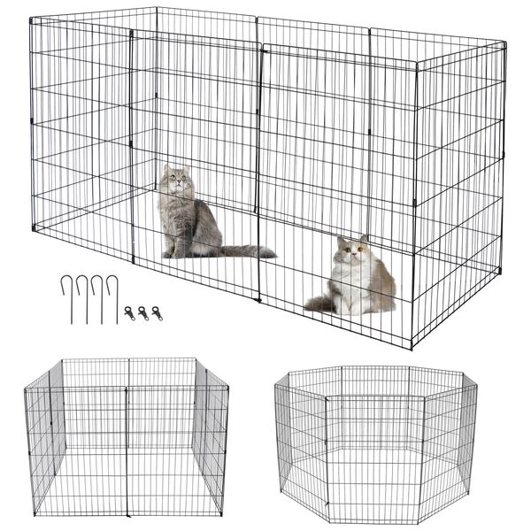 36" Dog Playpen Crate 8 Panel Fence Pet Play Pen Exercise Puppy Kennel Cage Yard