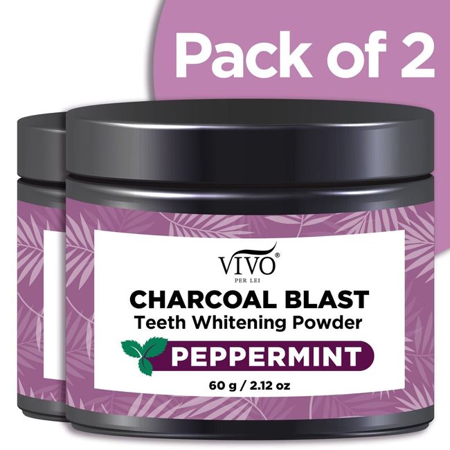 Vivo Per Lei Remineralizing Tooth Powder with Activated Charcoal-2.12 Oz- 2 Pack