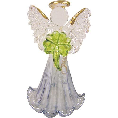Just Willow Object Angel Bell Small Clover Blue Dress Angel Figurine Glass 890005