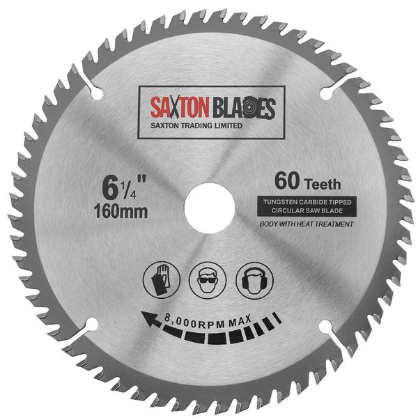 Saxton TCT Circular Wood Saw Blade 160mm x 20mm x 60T for Festool TS55 Bosch Makita etc