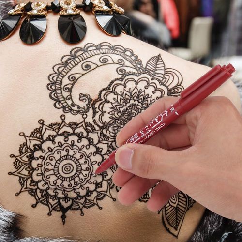 Joyzan Pennarello per, Pennarelli e Piercing Tattoo Marking Pen Pennino per Oleoso a Doppia Testa Pennato Posizionamento Marcatura Strumento Temporanei 10 Pezzi(Rosso)