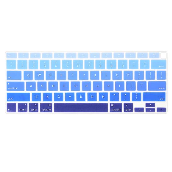 ProElife Ultra Thin Silicone Keyboard Cover Skin for MacBook Air 13 Inch 2021 2020 with Touch ID (MODLE A2179 and A2337 Apple M1 Chip, US Layout) Keyboard Accessories Protector (Ombre Blue)