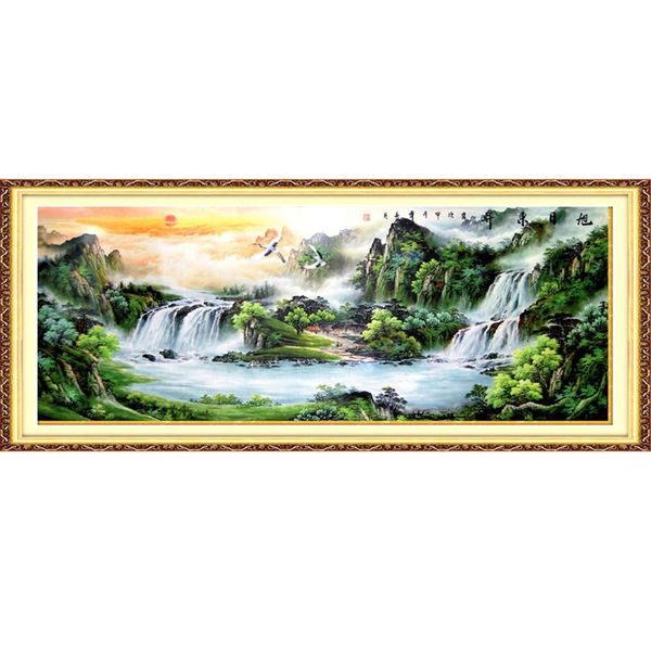 Cross Stitch, Mountain, River, Waterfall, Chinese Style, C0232