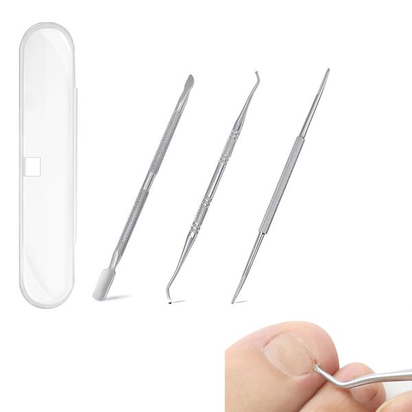 ZHEJIA Nail Lifter (Set of 3) Toenails, Nail Gap, Nail Remover, Winding Nails, Thick Nails, Nail Care, Foot Care, Stainless Steel, Case Included