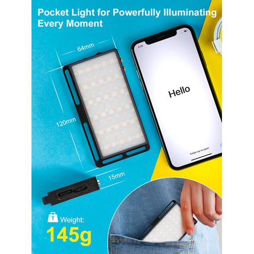 LED Video Light, Moman ML1 RGB Photography Continuous Lights CRI95+/3000~6500K Full Colour, Mini Portable Rechargeable Aluminium Dimmable Light for DSLR Camera, LED-Video-Camera-Portable-Light