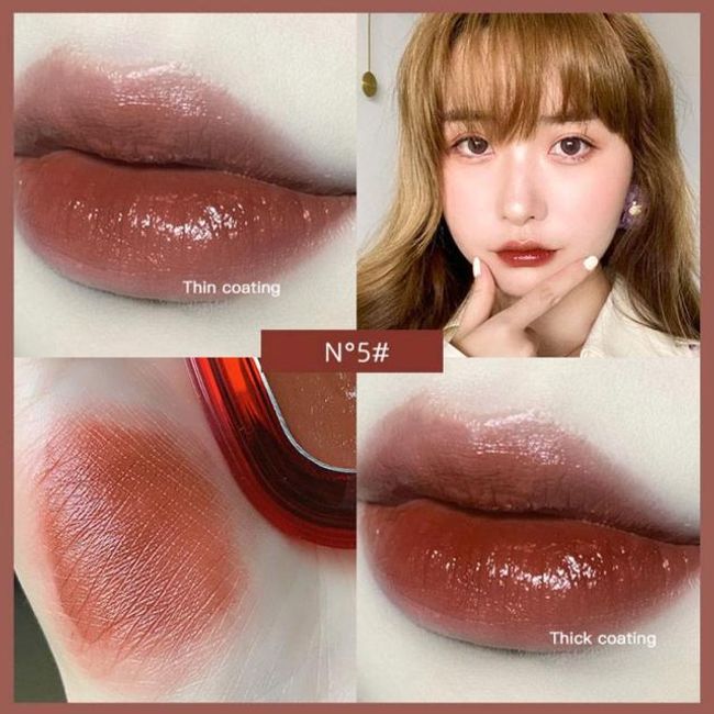 Ice Crystal Lipstick Nonstick Cup Sexy Red Moisturizing Lip Tint Mud Makeup 6 Colors