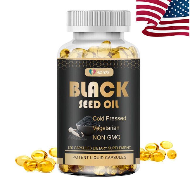 Black Seed Oil Capsules 1000mg 120 Softgels - Cold Pressed Black Cumin Seed Oil