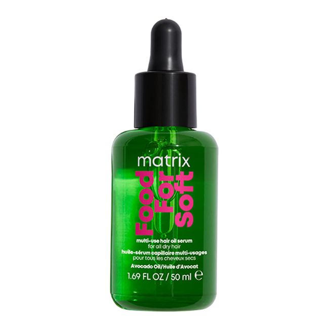 Matrix Leave-In Öl-Serum für trockenes bis sehr trockenes Haar, Mit Avocado-Öl und Hyaluronsäure, Hitzeschutz bis 230°C, Feuchtigkeitsspendend, Vegane Formel, Food For Soft, 1 x 50 ml