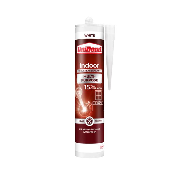 UniBond Multi-Purpose Indoor Sealant, Waterproof Sealant and Joint Filler, Mould-Resistant and Multi-Purpose Sealant, for Various Materials*, White, 1 x 274g Cartridge