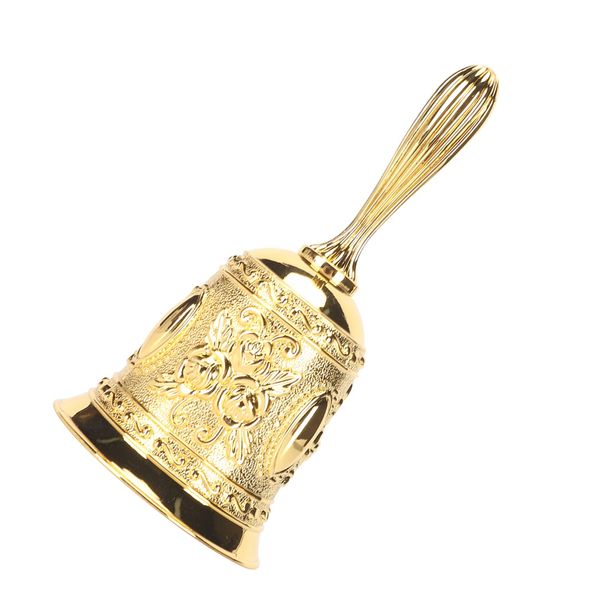 Servant Bell, Embossed Home Decoration Golden Hand Bell for Guests for Wedding