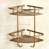 Bathroom Brass Wall Hanging Storage Shower Basket Double Shelf Towel Hook Rack