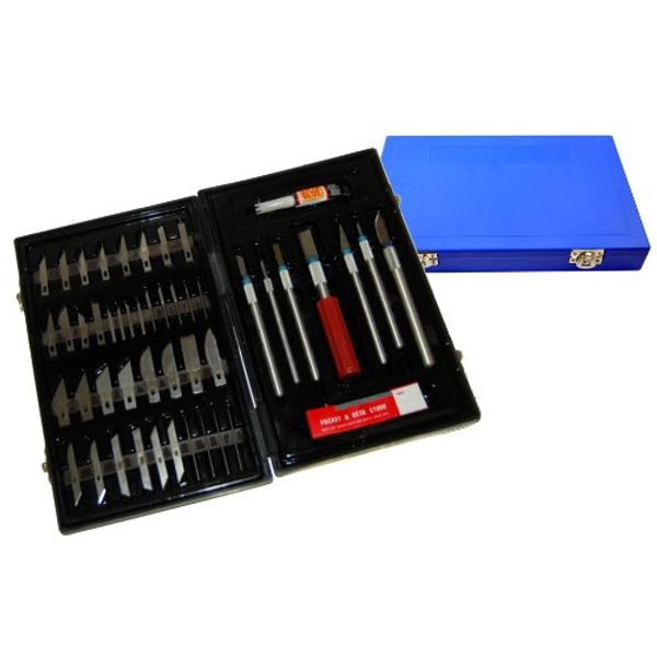 TCP Global Deluxe Cutting Knife Set with Case Similar to Exacto - 56 Piece Precision Hobby Knife Set