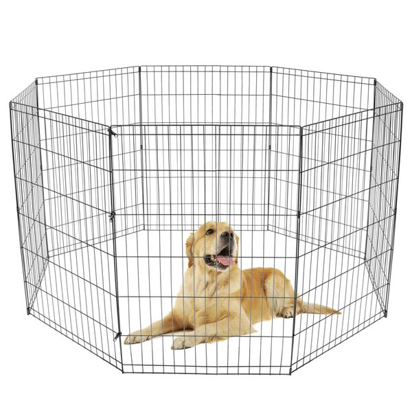 36 Inch 8 Panels Dog Playpen Crate Fence Pet Play Pen Exercise Dog Kennel