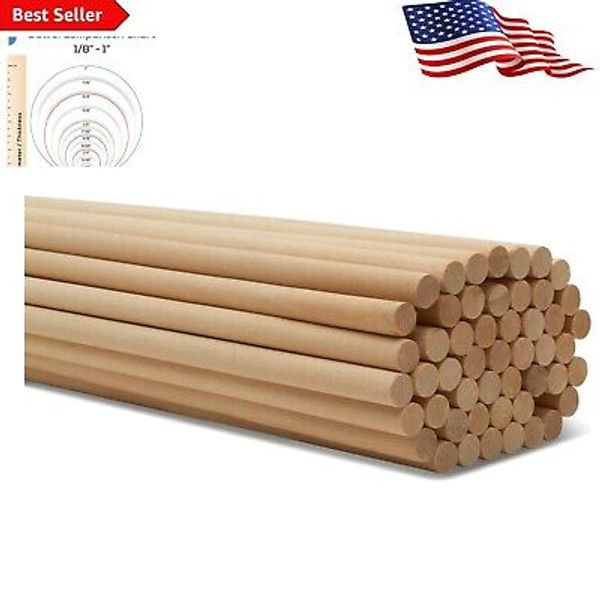 Premium Baltic Birch Wooden Dowel Rods - 1/2 x 12 Inch - Crafters' Dream Pack...