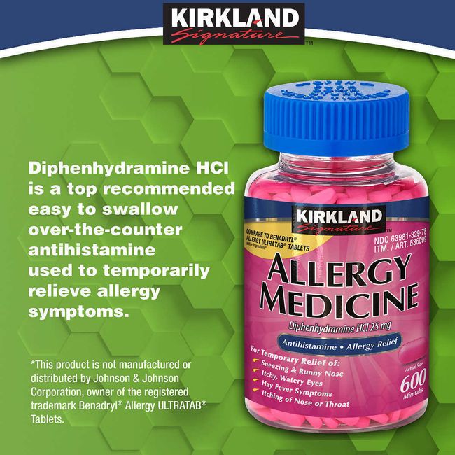 Kirkland Signature Allergy Relief Med's 600 ct 25mg Compare 2 Benadryl-Exp-05/25