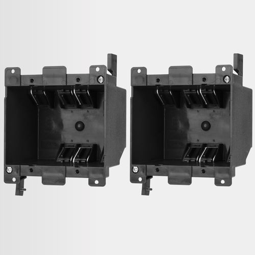 YQMIGU Black 2-Gang Old Work Outlet Box, 25 Cubic Inch. Capacity – 4-1/3" Length x 4-1/6" Width x 2-1/3" Depth, PVC Construction Electrical Junction Black Box, ETL Certified (2 Pack)