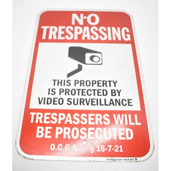 Smart Sign 16-7-21 No Trespassing Surveillance Sign Safety 19TA Red/White