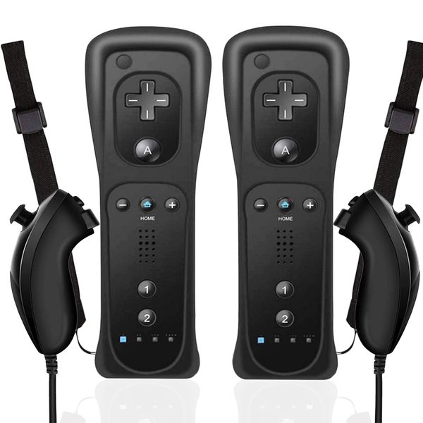 Wii Remote Controller and Nunchuck, Wireless Wii Remote Control Wii Remote Plus Controller with Nunchuck with Silicone Case Wrist Strap for Wii/Wii u Controller (without Motion Plus)