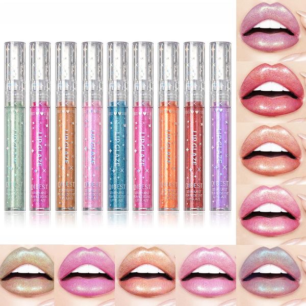 Joyeee 9 Farben Glitzer Lippenstift Set Lipgloss Mädchen Glitzer Lippgloss Set, Diamond Shimmer Metallic Liquid Glitter Lipstick für Damen Mädchen Geschenke