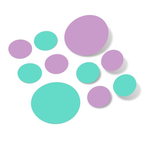 Lilac/Mint Green Vinyl Wall Stickers - 2 & 4 inch Circles (60 Decals)