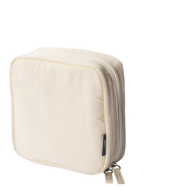 Maison Kingdom tbb-tp-4 Makeup Pouch, Travel Pouch, Small Item, Cute, Makeup Pouch, Washable, Sorting, Storage, Square Pouch, Travel, Convenient, Goods, Ivory