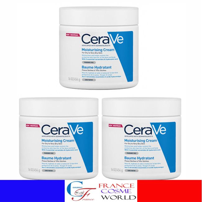 CeraVe Moisturizing Cream 454ml Set of 3 Dry Skin Super Dry Skin Moisture 24 Hours Rakuten Overseas Direct Shipping <br>