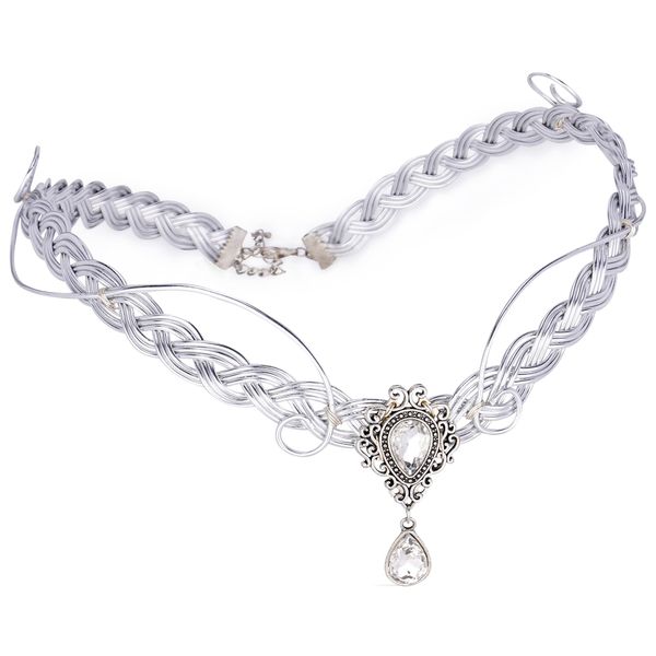 CoTeeZa Fairy Circlet Viking Crown - Handmade Braided Silver Medieval Headpiece Retro Celtic Headband Vintage Crystal Tiara Men Nordic Crown for Women Renaissance Costume Festival Cosplay Accessory