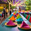 Party Essentials 2-Ply Paper Dinner Napkins, Assorted Neon Brights, 24-Count