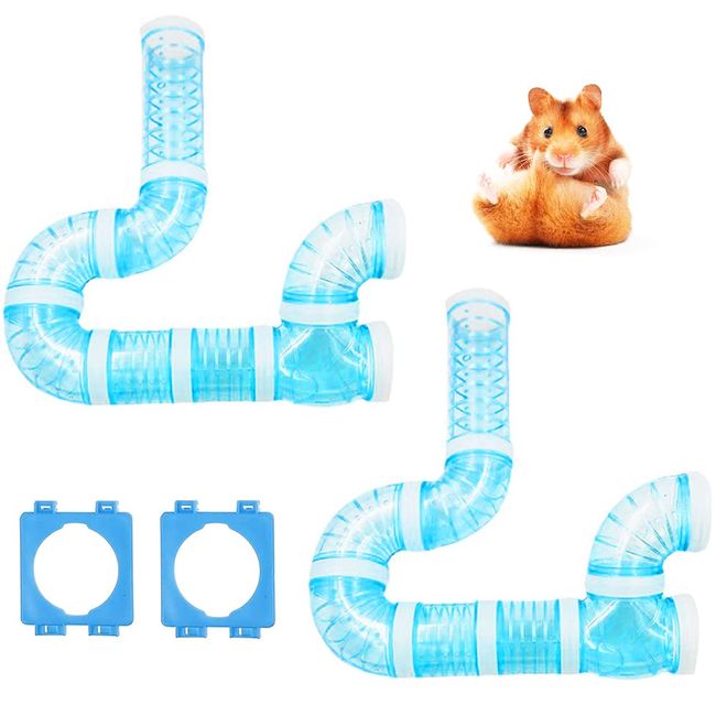 2 Hamster Tubes Kits, DIY Hamster Tunnel Adventure Externes Rohr, Transparente Verbindungsschiene Rattenspielzeug Hamsterkäfig Zubehör für Hamster Maus Kleintiere Sport Erweitern Sie den Raum