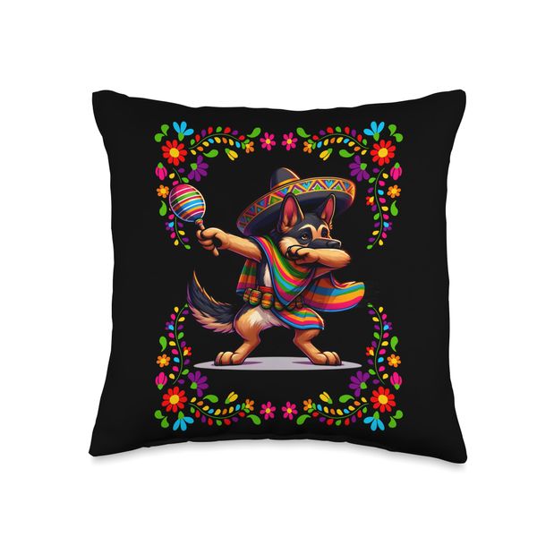 German Shepherd Cinco De Mayo pet lover funny dog Throw Pillow