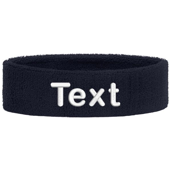 Schweißband Kopf Stirnband Headband Bestickt mit Name/Text Sportband Laufen (Navy)