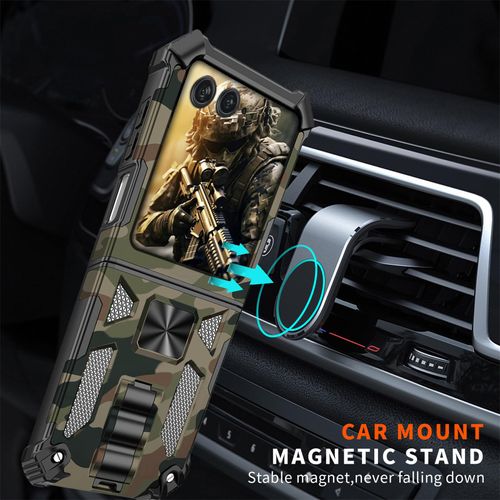 CCSmall for Motorola Razr 2024 Case Camouflage with Kickstand for Men, Heavy Duty Shockproof Phone Cover with Folding Stand Case for Motorola Razr 2025 /Moto Razr 2024 CamoArmy Green