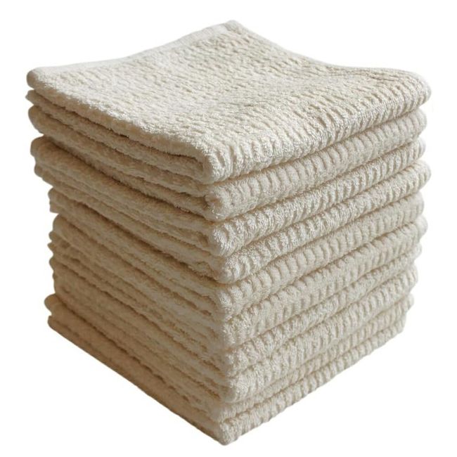 Easy Life Face Towels, Set of 10, Quick Drying, Senshu Towels, Organic Cotton, Made in Japan, 100% Cotton, 34 x 75 (Beige)