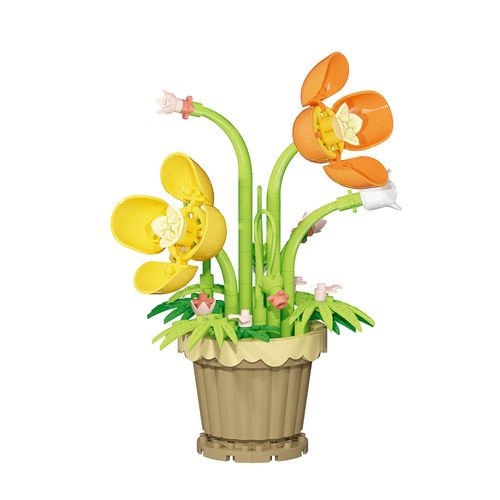 Jollcnoia Beauty Mini Flower Potted Plant Bonsai Building Toy Blocks Artificial Particle Flower Botanical