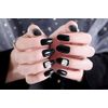 24 Pcs Jewelry Inlay Artificial Diamond Shining Elegant Medium Length Handmade Nails Bride (Black)