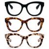 KoKoBin 3-Pack Oversized Reading Glasses For Women Blue Light Blocking Readers with Spring Hinge Ladies Computer Reader 3.5