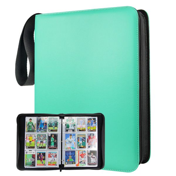 TONESPAC Teal 900 Card Binder with 9 Pockets, Durable and Waterproof PU Material, Acid Free, Suitable for All Trading Card Sizes