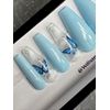 🦋 CUSTOM Gel Press On False Nails, Butterfly Clouds  BLING 10p Set W FULL KIT