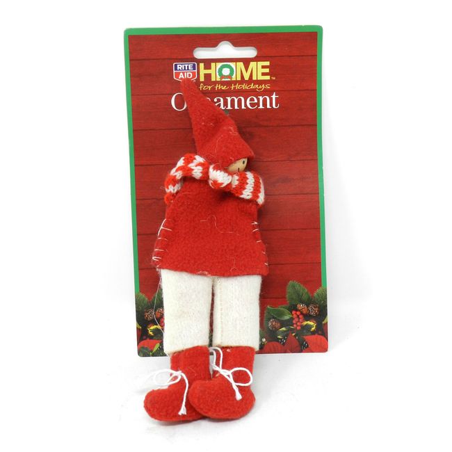 Home For The Holidays Christmas Little Boy Cloth Ornament Red