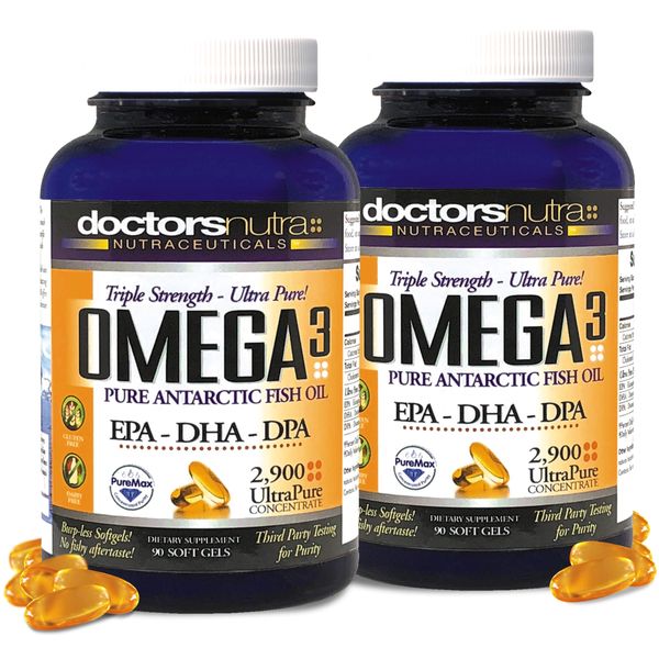 Doctors Nutra Nutraceuticals (Pack of 2) Wild Omega 3 Fish Oil DPA Supplement 2,900 Milligrams, EPA-DPA-DHA, SoftGels