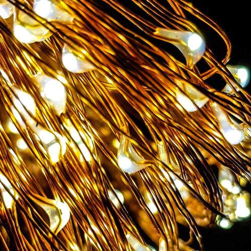 S4U 100 LED Fairy Lights 10.5M Now with 105 LEDs 8 Function USB Power Supply Copper & Black Wire (Copper Wire String Lights - Warm White)