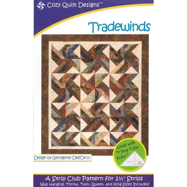 Trade Winds Tradewinds Quilt Pattern, Jelly Roll 2.5 Inch Strip Friendly, 5 Finished Size Options