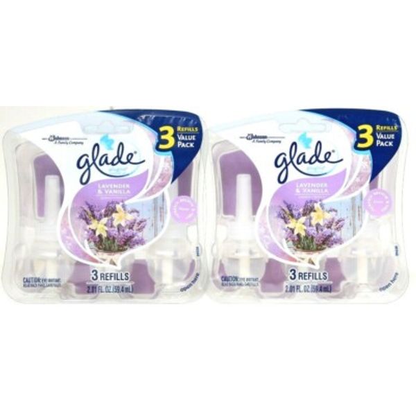 2 Packages Glade PlugIns 2.01 Oz Lavender & Vanilla 6 Total Scented Oil Refills