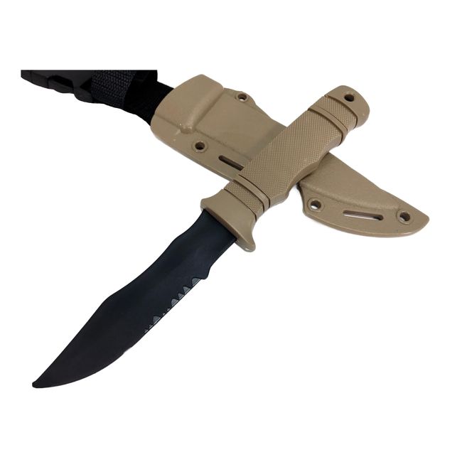 ChaosAirsoft Dummy Knife Training Knife Tanto Rubber with Holder (Tan)