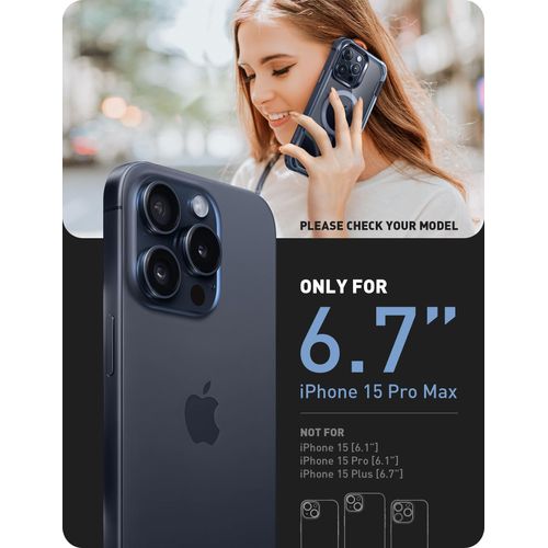 i-Blason Ares Magnetic for iPhone 15 Pro Max Case MagSafe with Built-in Screen Protector [Military-Grade Protection] Clear Slim Full-Body Shockproof Bumper Phone Case for iPhone 15 Pro Max (Blue)