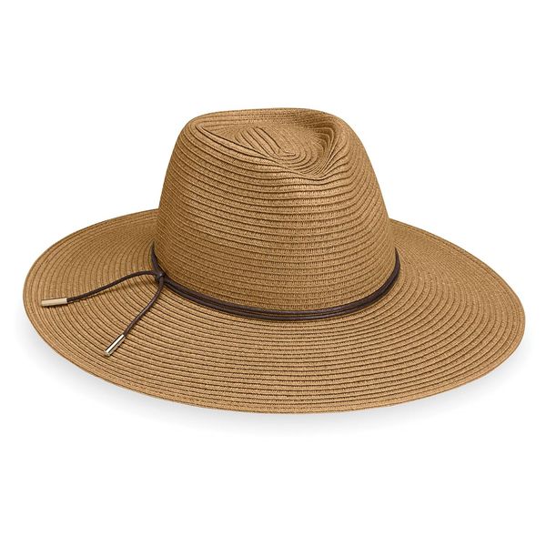 Wallaroo Women’s Montecito Fedora (Camel) –UPF 50+ Sun Protection, Wide Brim Sun Hat, Natural Fiber, Medium Size – Adjustable Fit, Beach UV Sun Hat, Casual Summer Style