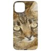 Cute Tabby Looking Upwards Artistic Pencil Sketch Case for iPhone 15 Plus