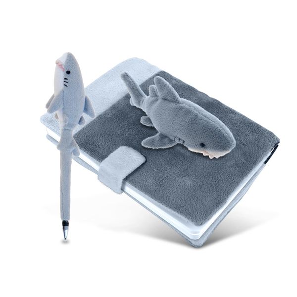 Puzzled Plush Shark Notebook and Pen